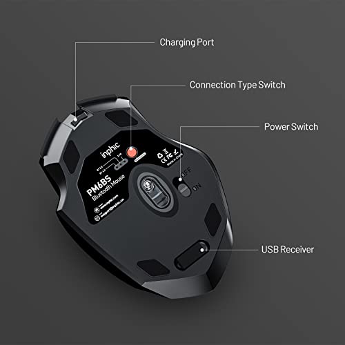 INPHIC Bluetooth Mouse, 3 Modes Bluetooth 5.0&4.0 Mouse 2.4G Rechargeable Wireless Mouse with 6 Buttons, Ergonomic Computer Mouse for Laptop, Computer, Mac, PC etc.