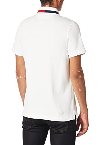 Tommy Hilfiger mens Flag Pride in Regular Fit Polo Shirt, Bright Tommy White, Medium US