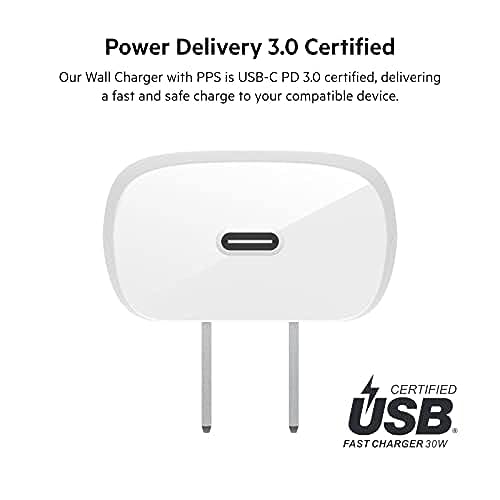 Belkin 30 Watt USB C Wall Charger - USB Type C Charger Fast Charging for Apple iPhone 14, 14 Pro, 14 Pro Max, 13, 13 Pro, 13 Pro Max, Galaxy S21 Ultra, iPad, AirPods & More - USBC Charger (Pack of 2)