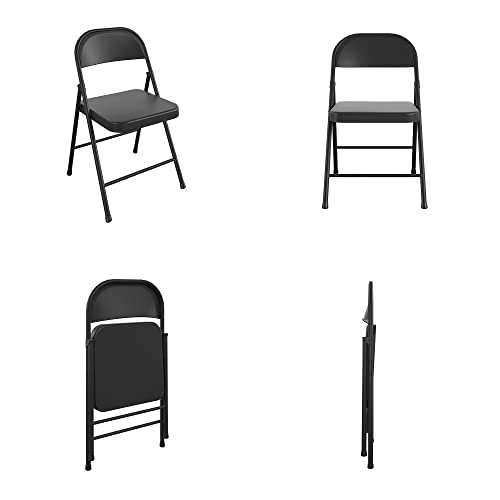 COSCO SmartFold All-Steel Folding Chair, 4-Pack, Black