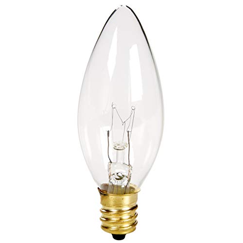 Holiday Joy - Crystal Clear Torpedo Tip Candelabra Replacement Bulbs - Great for Electric Window Candle Lamps - 7W - 120 Volts - E12 (6 Pack)