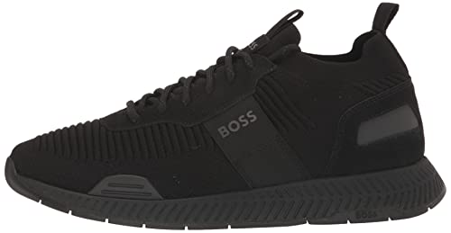 BOSS mens Mesh Mix Running Sneaker, Black Oil, 10 US