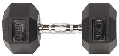BalanceFrom Rubber Encased Hex Dumbbell in Pairs or Singles, Black