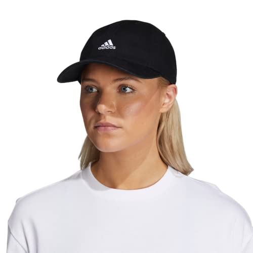 adidas Women's Saturday Relaxed Fit Adjustable Hat, Black/White, One Size