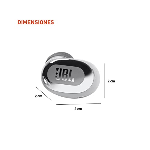 JBL Live Free 2: 35 Hours of Playtime, True Adaptive Noise Cancelling, Smart Ambient, and beamforming mics (Silver), Small