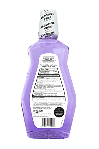 Amazon Basics Anticavity Fluoride Mouthwash, Alcohol Free, Violet Mint, 1 Liter, 33.8 Fluid Ounces, 4-Pack (Previously Solimo)