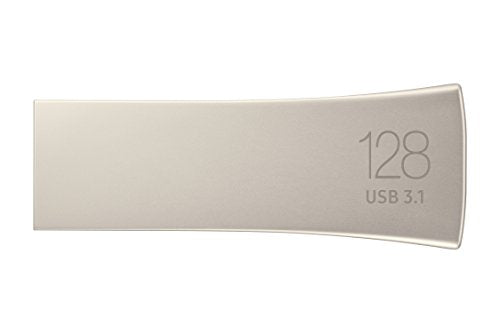 SAMSUNG BAR Plus 3.1 USB Flash Drive, 128GB, 400MB/s, Rugged Metal Casing, Storage Expansion for Photos, Videos, Music, Files, MUF-128BE3/AM, Champagne Silver