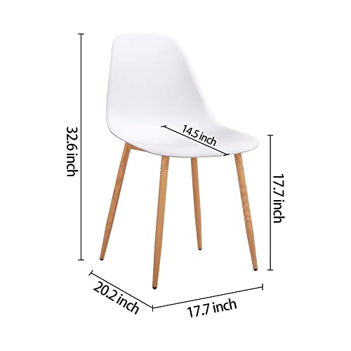CangLong Modern Stylish Plastic Cushion Metal Legs for Kitchen, Dining, Bedroom, Living Room, Office, Side Chair, Set of 4, White
