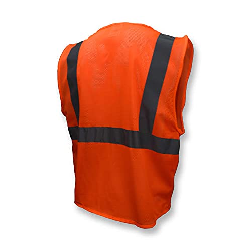 Radians SV2ZOMM Polyester Mesh Economy Class 2 High Visibility Vest with Zipper Closure, Medium, Orange