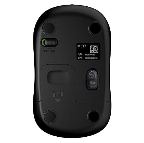 Logitech M317 Wireless Mouse, 2.4 GHz with USB Receiver, 1000 DPI Optical Tracking, 12 Month Battery, Compatible with PC, Mac, Laptop, Chromebook - Black