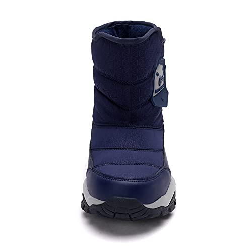 kulebear Boys Girls Winter Snow Boots Warm Outdoor Hiking Shoes Waterproof Anti-slip Boots Navy 2.5 Little Kid