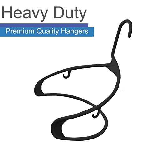 Heshberg Plastic Hooks Hangers Space Saving Tubular Clothes Hangers Standard Size Ideal for Everyday Use on Shirts, Coats, Pants, Dress, Skirts, Etc. (50 Pack) (Black)