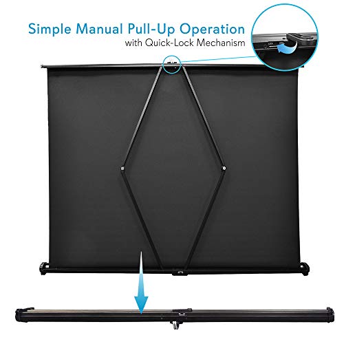 Pyle 50" Inch Portable Projector Screen - Portable Floor Standing Fold-Out Roll-Up Tripod Manual, Office Presentation, Quick Assembly - PRJTP53