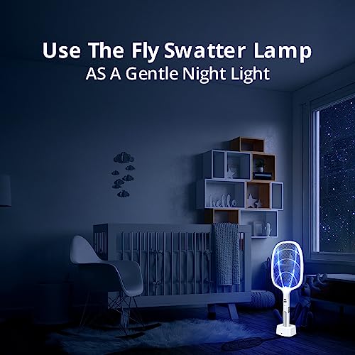 WBM SMART 2 in 1 Electric Bug Zapper, Mosquitoes Trap Lamp & Racket, USB Rechargeable Electric Fly Swatter for Home and Outdoor Powerful Grid 3-Layer Safety Mesh Safe to Touch