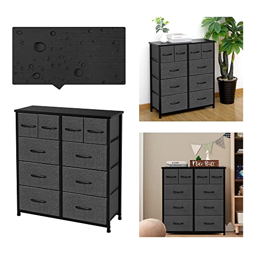 AZL1 Life Concept 10, Wide Fabric Storage and Organization, Bedroom Dresser, Chest of Drawers for Living Room, Grey-10-Drawers (2)