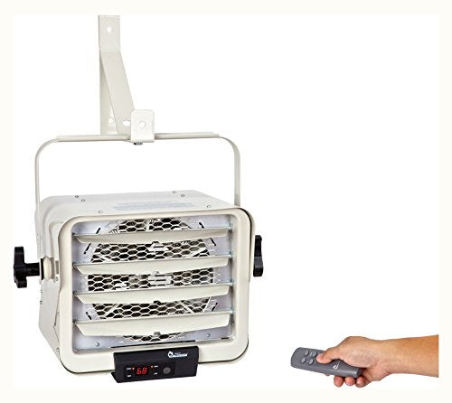 Dr. Infrared Heater DR-975 7500-Watt 240-Volt Hardwired Shop Garage Electric Heater, Wall/Ceiling Mounted with Remote Controlled Thermostat Gray