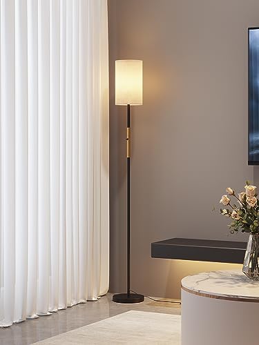 addlon Floor Lamps for Living Room, dimmable Floor lamp with Linen lampshade, Modern Standing Lamps, Bright Floor lamp for Bedroom and Office - Black