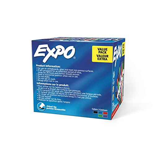 EXPO Low Odor Dry Erase Marker, Chisel Tip Markers, Whiteboard Markers, Assorted, 36 Count