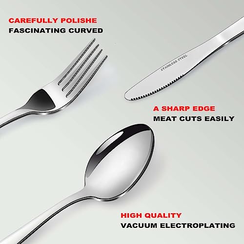 Bestdin Silverware Set for 12, 60-Piece Spoons and Forks Set, Food-Grade Cutlery Set, Stainless Steel Forks and Spoons Silverware Set, Flatware Sets Includes Knife/Fork/Spoon, Dishwasher Safe.