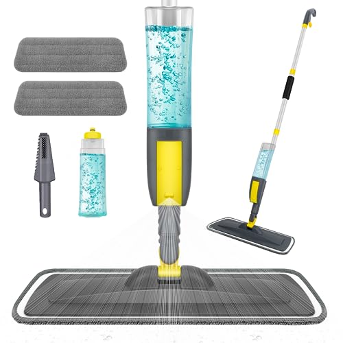 NileHome Mops for Floor Cleaning, Microfiber Spray Mop with 400ml Refillable Bottle and 2 Replacement Pads Dry Wet Floor Mop for Household or Commercial Use Dust Mop for Hardwood Laminate Tile Ceramic