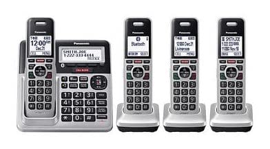 Panasonic KX-TG994SK Dect 6.0 Link to Cell Talking Caller ID Bluetooth Speakerphone Call Waiting Call Block Cordless Phone - 4 Handset (Renewed)