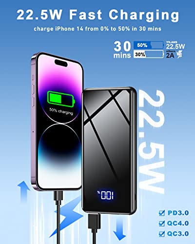 YILANS Portable Charger, 18000mAh USB C Power Bank, 22.5W Fast Charging Battery Pack with Digital Display, Slim Portable Phone Charger for iPhone 14 13 12 11 Samsung Google LG AirPods iPad
