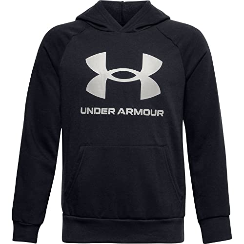Under Armour Boys Rival Fleece Hoodie , Black (001)/Onyx White , Youth Small