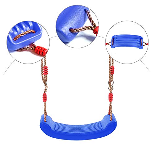 RedSwing Plastic Swing Seat with Rope, Kids Tree Swing Seat, Swing Set Accessories, Great for Outdoor Indoor, Tree, Swing Set, Playground, Blue