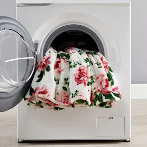 Betsey Johnson- Twin Blanket, Ultra Soft & Cozy Plush Home Décor, All Season Bedding (Blooming Roses White, Twin)
