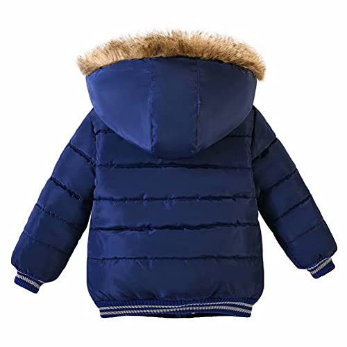 AMIYAN Toddler Boys Girls Down Jacket Hooded Thickened Warm Winter Snowsuit Coat Outerwear(Blue, 1-2T)