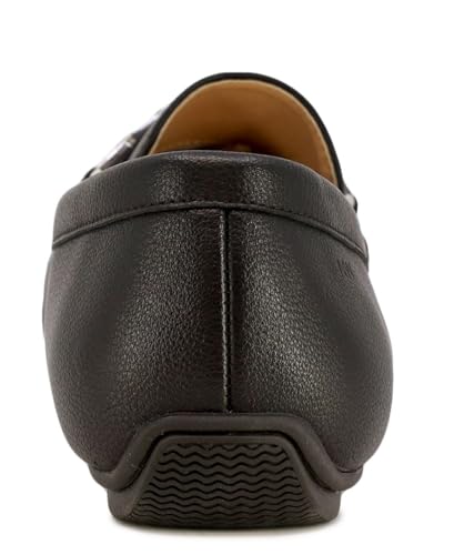 Nine West Men's Driving Moccasins with Buckle - Stylish Penny Loafers for Effortless Slip-On Style and Comfortable Footwear for Casual and Formal Occasions-Damian-Black Size-10
