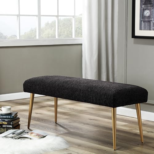 Ball & Cast Upholstered Bench, 44"W, Black