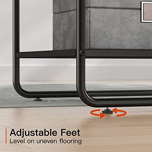 Amada Coffee Table Set, 2-Tier Center Table with Open Shelf and Metal Frame, Modern Round Coffee Table for Living Room, Set of 2, AMCT2B