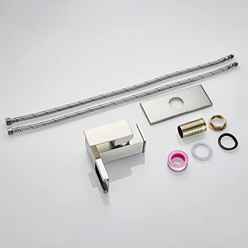 Bathroom Sink Faucet Bathroom Faucet 3 Hole Waterfall Bathroom faucets Bathroom Vanity Waterfall Faucet RV Bath Vanity Faucets for Sinks 3 Hole… (Brushed Nickel)