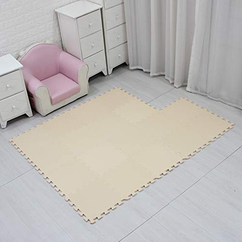 MQIAOHAM® Children Puzzle mat Play mat Squares Foam Play mat Tiles Baby mats for Floor Puzzle Puzzle mat Childrens Soft Play mats Girl playmat Carpet Interlocking Foam Floor mats for Baby Beige 110