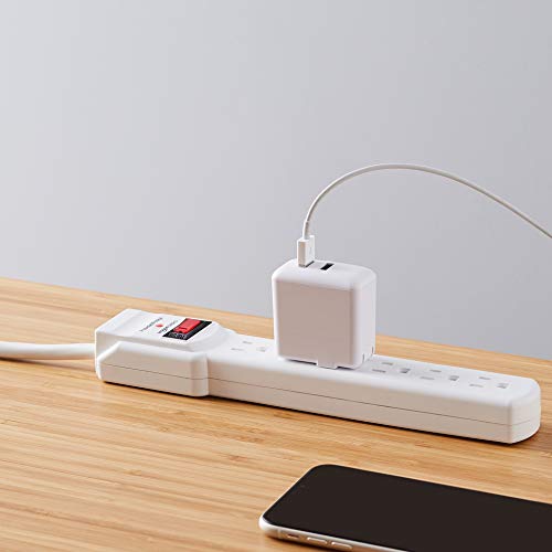 Amazon Basics 6-Outlet, 200 Joule Surge Protector Power Strip, 2 Foot, White - Pack of 2