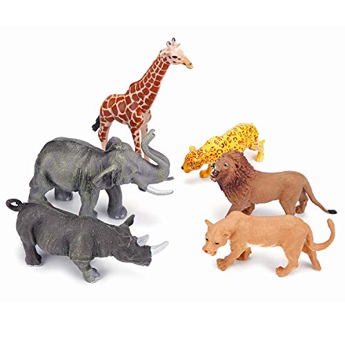 Jumbo Safari Animal Figures Set, 12 Realistic Jungle Zoo Toys, Elephant, Giraffe, Lion, Tiger, Gorilla for Kids Toddlers