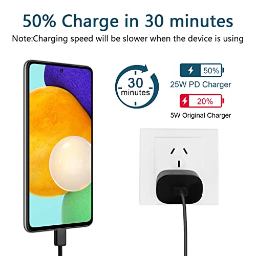 <2Pack> USB C Charger, 25W Samsung Super Fast Charger with Type C Charger Cable 6ft Type C Charger Fast Charging for Samsung Galaxy S23 Ultra/S23/S23+/S22/S22 Ultra/S22+/S21 Ultra/S20 Ultra/Note 20