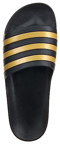 adidas Unisex Adilette Aqua Slides Sandal, Core Black Gold Metallic Core Black, 4 US Men