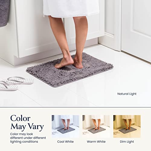 2 Piece Bathroom Rugs Bath Mat Set - Soft Plush Chenille Shower Mats for Bathroom Durable Bath Rug with Rubber Backing, Ultra Absorbent Bath Rugs, Bathtub Mat, Bathroom Rug Mats - 30x20 + 24x17 Inch