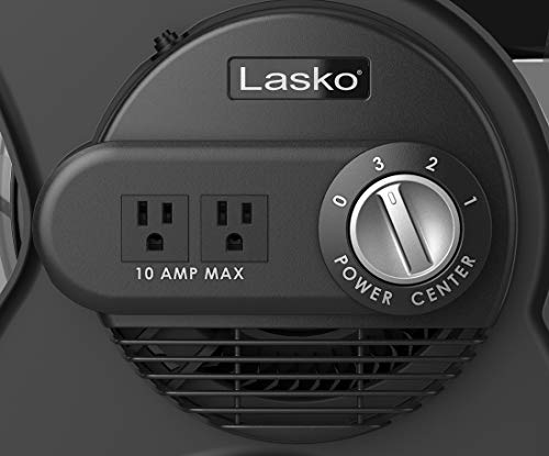 Lasko High Velocity Pivoting Utility Blower Fan, for Cooling, Ventilating, Exhausting and Drying at Home, Job Site, Construction, 2 AC Outlets, Circuit Breaker with Reset, 3 Speeds, 12", Black, U12104