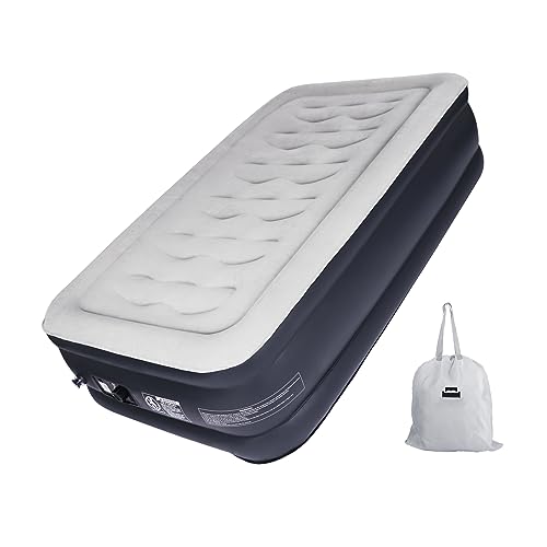 DINBooonLUX Twin Air Mattress with Built in Pump - 18-Inch Raiesd Height for Optimal Support,Durable Luxury Air Bed with Carry Bag,Double Height Blow Up Airbed for Home,Guests&Camping