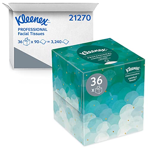 Kleenex® Professional Facial Tissue Cube for Business (21270), Upright Face Tissue Box, 90 Tissues/Box, 36 Boxes/Case, 3,240 Tissues/Case
