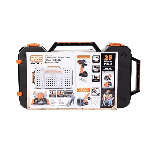 Black+Decker Kids Tools All-in-One Mega Case with Matrix Drill, Jigsaw and Sander 25 Pieces Play Tools for Kids