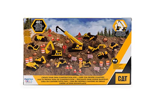 CatToysOfficial CAT Little Machines Mega Activity Playset w/ 41 Pieces, XL Crane/Excavator & Construction Site Accessories - Kids Toys 3+