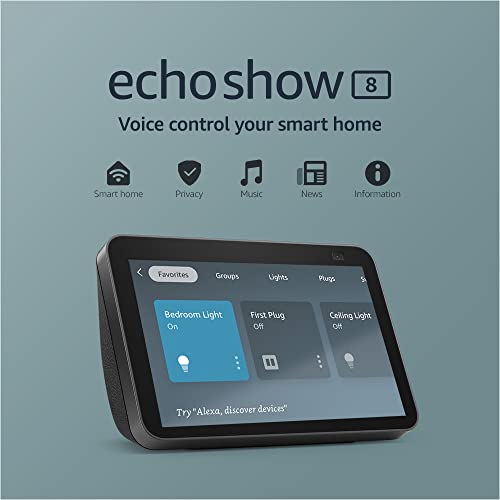 Echo Show 8 (2nd Gen, 2021 release) | HD smart display with Alexa and 13 MP camera | Charcoal