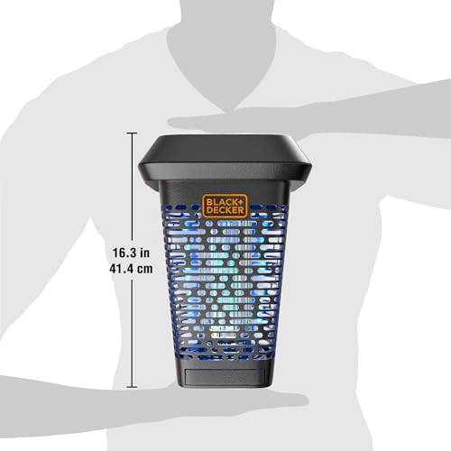 BLACK+DECKER Bug Zapper, Electric UV Insect Catcher & Killer for Flies, Mosquitoes, Gnats & Other Small to Large Flying Pests, 1 Acre Outdoor Coverage for Home, Deck, Garden, Patio, Camping & More