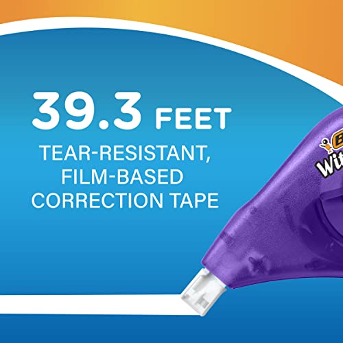 BIC Wite-Out Brand EZ Correct Correction Tape, 19.8 Feet, 4-Count Pack of white Correction Tape, Fast, Clean and Easy to Use Tear-Resistant Tape, Great Stocking Stuffers for Teachers