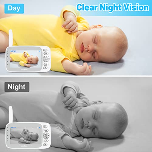 sodfim Baby Monitor with Camera and Audio 720P, 4.3" Baby Camera Monitor No WiFi, 4X Zoom, 1000FT Long Range, Night Vision 360° Rotation Wireless Video Baby Monitor