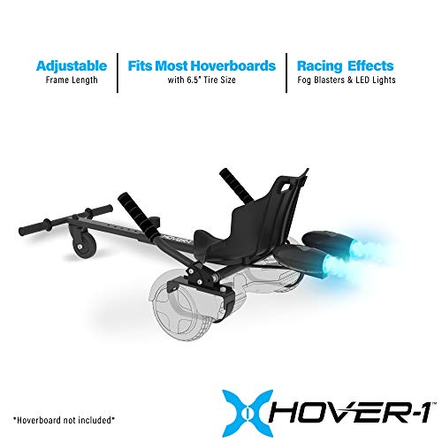 Hover-1 Falcon 1 Hoverboard Seat Attachment Turbo Light, Transform Your Hoverboard into Go-Kart, Black